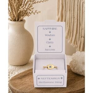 Lucky Feather 14K Gold Dipped Birthstone Ring September New